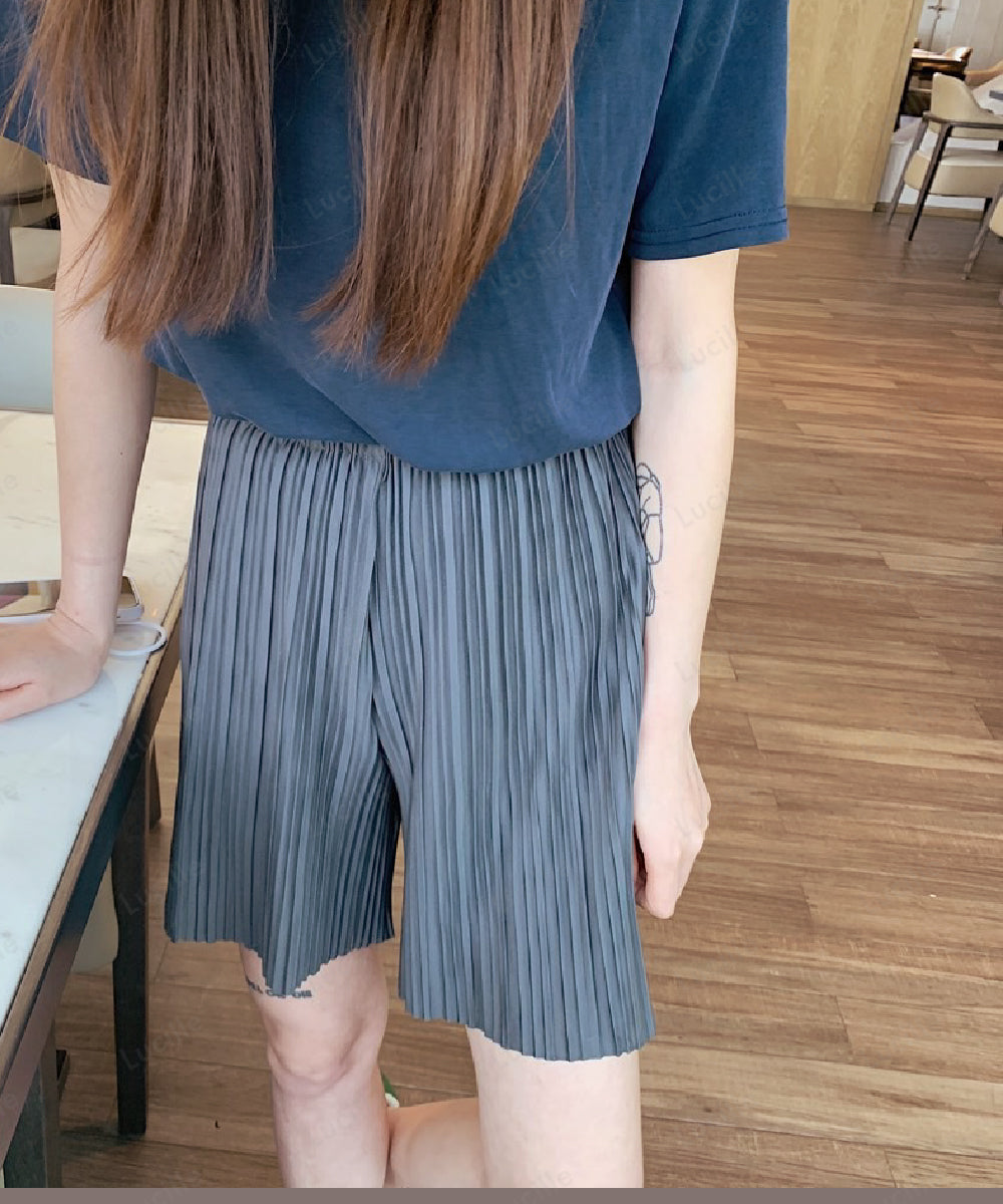 プリーツ ワイドパンツ 2枚セット